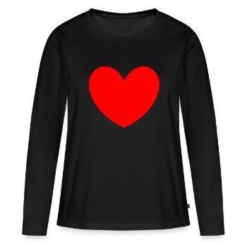 rotes Herz rot Geshenk Valentinstag - Frauen Premium Bio Langarmshirt - Schwarz - Vorne - Julia (174cm)