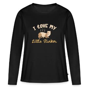 Furet, propriétaire de furet - T-shirt manches longues Premium bio Femme - noir - Devant - Julia (174cm)
