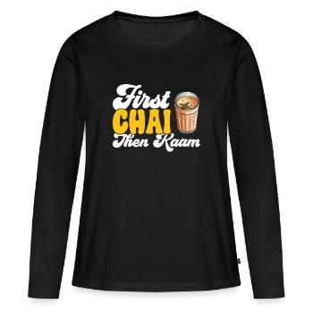 Thé Chai Masala Chai - T-shirt manches longues Premium bio Femme - noir - Devant - Julia (174cm)