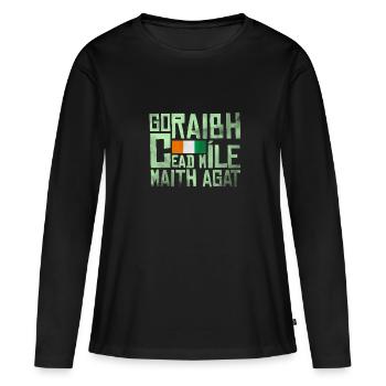 Irlande Irlande - T-shirt manches longues Premium bio Femme - noir - Devant - Julia (174cm)