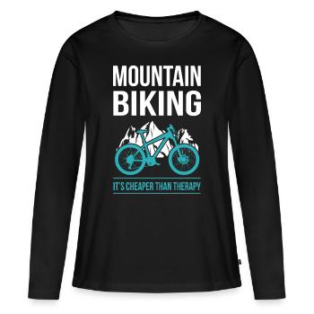 Mountainbiker Mountainbike Mountainbiken Geschenk - Frauen Premium Bio Langarmshirt - Schwarz - Vorne - Julia (174cm)