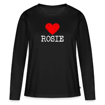 Coeur ROSIE | Amour ROSIE - T-shirt manches longues Premium bio Femme - noir - Devant - Julia (174cm)