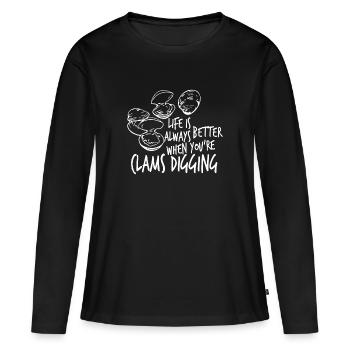 Das Leben ist besser, wenn Sie Muscheln graben - Frauen Premium Bio Langarmshirt - Schwarz - Vorne - Julia (174cm)
