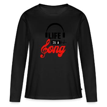 La vie est une chanson - T-shirt manches longues Premium bio Femme - noir - Devant - Julia (174cm)