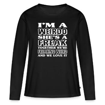 Je suis un bizarre | Freaking Bizarre BFF - T-shirt manches longues Premium bio Femme - noir - Devant - Julia (174cm)