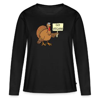 Devenir vegetarien! - T-shirt manches longues Premium bio Femme - noir - Devant - Julia (174cm)