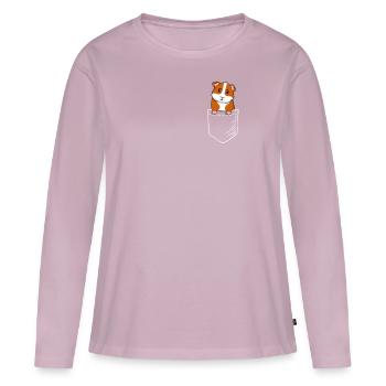 Cobaye - T-shirt manches longues Premium bio Femme - rose poudré - Devant - Julia (174cm)