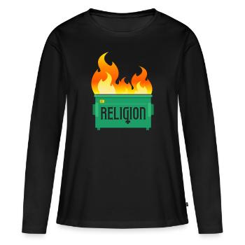Feu de benne à ordures de religion - T-shirt manches longues Premium bio Femme - noir - Devant - Julia (174cm)
