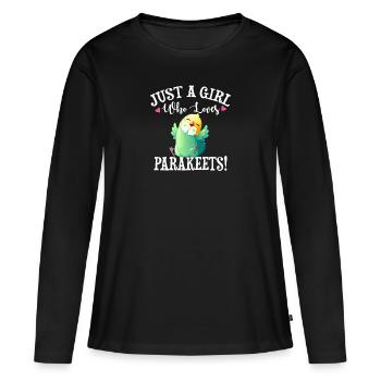 Perruche - T-shirt manches longues Premium bio Femme - noir - Devant - Julia (174cm)
