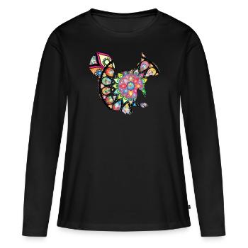 Eichhörnchen Yoga Yogini Mandala Geschenkidee - Frauen Premium Bio Langarmshirt - Schwarz - Vorne - Julia (174cm)