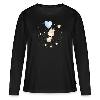 Adorable girafe dans l’espace - T-shirt manches longues Premium bio Femme - noir - Devant - Julia (174cm)