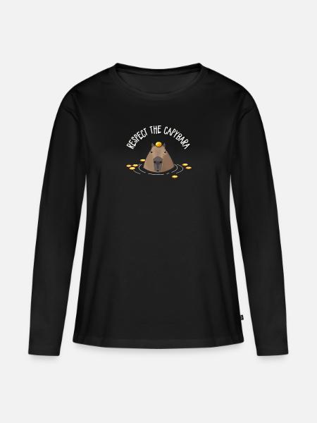 Capybara - Frauen Premium Bio Langarmshirt - Schwarz