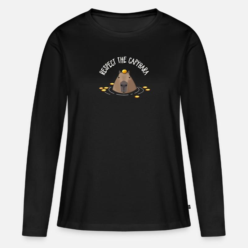 Capybara - Frauen Premium Bio Langarmshirt - Schwarz