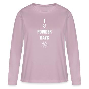 jours de poudreuse - T-shirt manches longues Premium bio Femme - rose poudré - Devant - Julia (174cm)