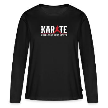 Karate Challenge your Limits | Karate - Frauen Premium Bio Langarmshirt - Schwarz - Vorne - Julia (174cm)