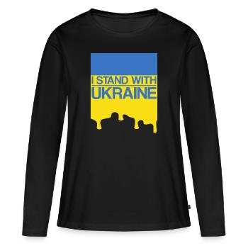 Ich stehe an der Seite der Ukraine mit der Unterstützung der Ukraine Ukrain - Frauen Premium Bio Langarmshirt - Schwarz - Vorne - Julia (174cm)
