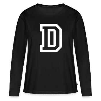 lettre D - T-shirt manches longues Premium bio Femme - noir - Devant - Julia (174cm)