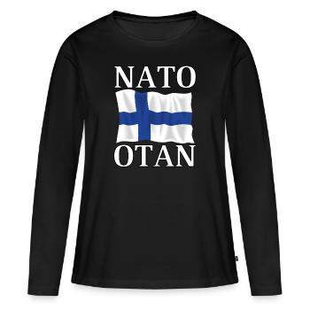 L’OTAN et le drapeau de la Finlande - T-shirt manches longues Premium bio Femme - noir - Devant - Julia (174cm)