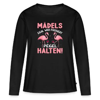 Mädels egal was passiert Pegel halten - Frauen Premium Bio Langarmshirt - Schwarz - Vorne - Julia (174cm)
