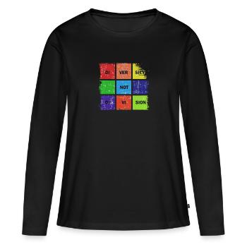 Diversité pas Division Paix Amour Inclusions Humain - T-shirt manches longues Premium bio Femme - noir - Devant - Julia (174cm)
