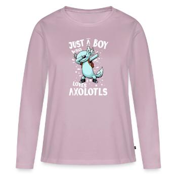 Nur ein Junge, der Axolotls mexikanischen Salamander liebt - Frauen Premium Bio Langarmshirt - Altrosa - Vorne - Julia (174cm)