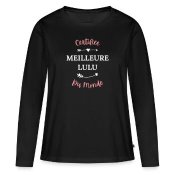 Certifiée meilleure lulu du monde - T-shirt manches longues Premium bio Femme - noir - Devant - Julia (174cm)