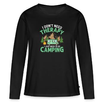 Je n’ai pas besoin de thérapie, j’ai juste besoin d’aller camper Cam - T-shirt manches longues Premium bio Femme - noir - Devant - Julia (174cm)