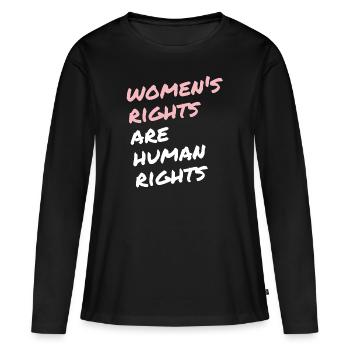 Les droits des femmes sont des droits humains - T-shirt manches longues Premium bio Femme - noir - Devant - Julia (174cm)