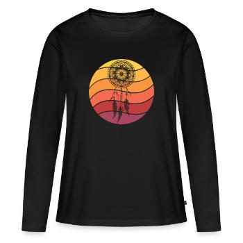 Dream catcher with sunrise - sunset - Women's Premium Organic Long Sleeve Shirt - black - Front - Julia (174cm)