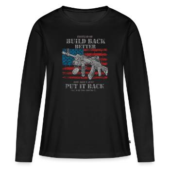 Au lieu de reconstruire - T-shirt manches longues Premium bio Femme - noir - Devant - Julia (174cm)