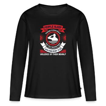 Les gens dorment paisiblement dans leur lit la nuit - T-shirt manches longues Premium bio Femme - noir - Devant - Julia (174cm)