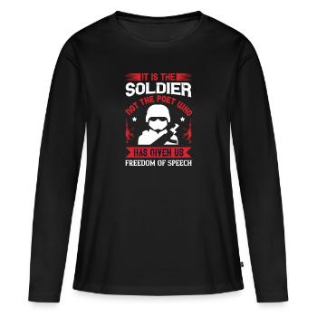 Es ist der Soldat, nicht der Dichter, der uns gegeben hat - Frauen Premium Bio Langarmshirt - Schwarz - Vorne - Julia (174cm)