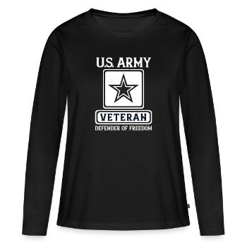 veteran defender of freedom - Women's Premium Organic Long Sleeve Shirt - black - Front - Julia (174cm)