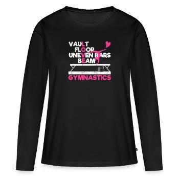 Drôle de gymnaste amateur de sol voûté - T-shirt manches longues Premium bio Femme - noir - Devant - Julia (174cm)