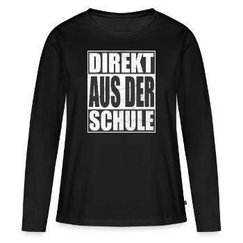 Direkt aus der Schule - Frauen Premium Bio Langarmshirt - Schwarz - Vorne - Julia (174cm)