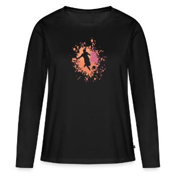 Soccer Tripling Color Splash - Women's Premium Organic Long Sleeve Shirt - black - Front - Julia (174cm)