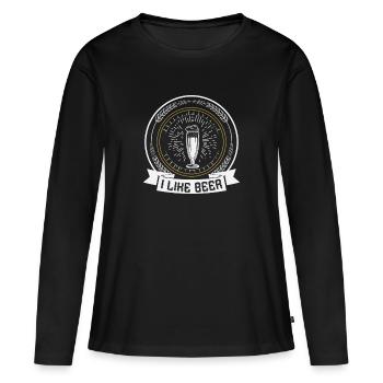 Ich mag Bier - Frauen Premium Bio Langarmshirt - Schwarz - Vorne - Julia (174cm)