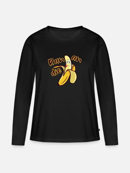 Ran an die Banane - Frauen Premium Bio Langarmshirt - Schwarz