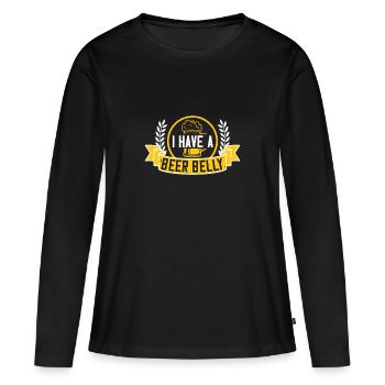 J’ai un ventre de bière - T-shirt manches longues Premium bio Femme - noir - Devant - Julia (174cm)