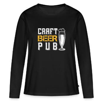 PUB À BIÈRE ARTISANALE - T-shirt manches longues Premium bio Femme - noir - Devant - Julia (174cm)