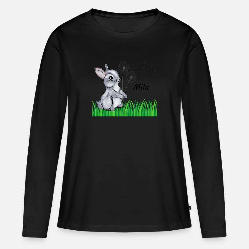 Hase Name Geschenk Mila - Frauen Premium Bio Langarmshirt - Schwarz