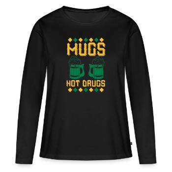tasses pas de drogues - T-shirt manches longues Premium bio Femme - noir - Devant - Julia (174cm)