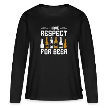 Ich habe Respekt vor Bier - Frauen Premium Bio Langarmshirt - Schwarz - Vorne - Julia (174cm)