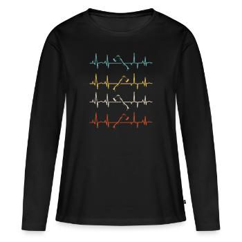 Hache Hache Lancer Hache Hache Lancer Hache Lancer Heartbeat - T-shirt manches longues Premium bio Femme - noir - Devant - Julia (174cm)
