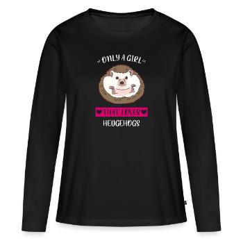 T-shirt Femme Fille Animal Jolie - T-shirt manches longues Premium bio Femme - noir - Devant - Julia (174cm)