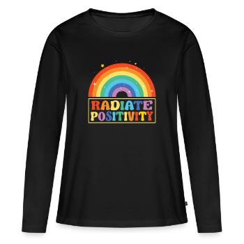 Rayonner de positivité - T-shirt manches longues Premium bio Femme - noir - Devant - Julia (174cm)