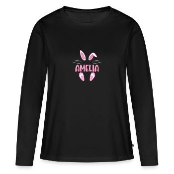 AMELIA Easter - Frauen Premium Bio Langarmshirt - Schwarz - Vorne - Julia (174cm)