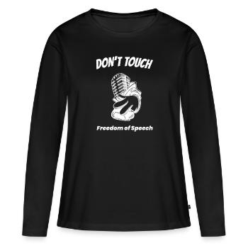 Don’t Touch - Liberté d’expression. - T-shirt manches longues Premium bio Femme - noir - Devant - Julia (174cm)