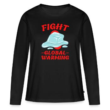 Fight Global Warming - T-shirt manches longues Premium bio Femme - noir - Devant - Julia (174cm)