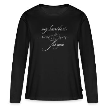 Ligne de coeur simple et belle loutre - T-shirt manches longues Premium bio Femme - noir - Devant - Julia (174cm)